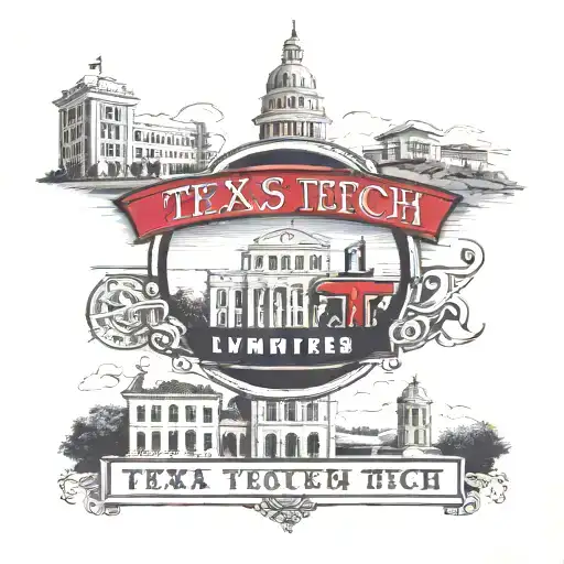Texas Tech university Seal with texas Tech bell tower and TTU football stadium south endzone  tattoo design idea