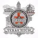 Texas Tech university Seal with texas Tech bell tower and TTU football stadium south endzone  tattoo design idea