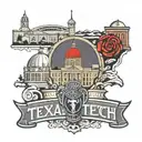 Texas Tech university Seal with texas Tech bell tower and TTU football stadium south endzone  tattoo design idea