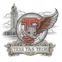 Texas Tech university Seal with texas Tech bell tower and TTU football stadium south endzone  tattoo design idea