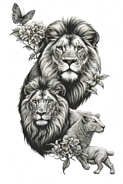 lion and lamb tattoo design idea