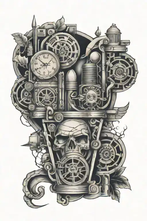 Detroit themed sleeve tattoo tattoo design idea