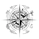 compass , mountain , anchor  tattoo design idea
