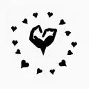 satan making a heart symbol with hands tattoo design idea