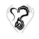 satan making a heart symbol with hands tattoo design idea