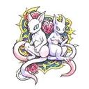 mew and mewtwo   tattoo design idea