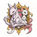 mew and mewtwo   tattoo design idea