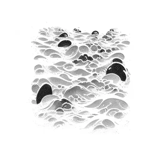 ocean waves breaking on rocks tattoo design idea