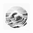 ocean waves breaking on rocks tattoo design idea