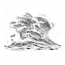 ocean waves breaking on rocks tattoo design idea