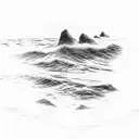 ocean waves breaking on rocks tattoo design idea