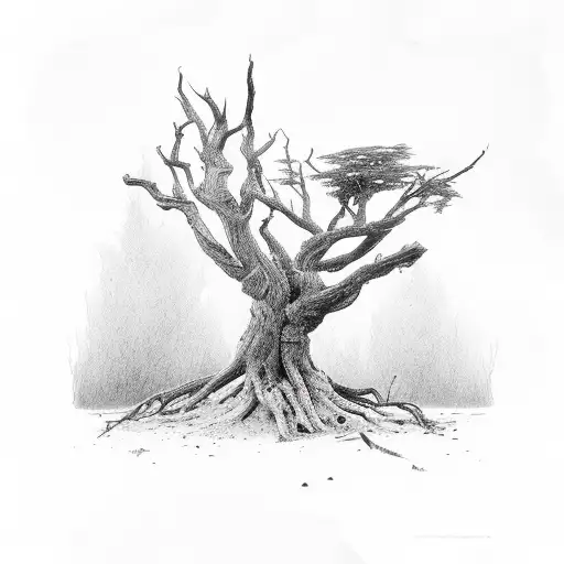 dead tree tattoo design idea