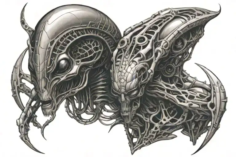 giger alien in love with the human soul interstellar tattoo design idea