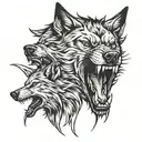 man and wolf screaming tattoo design idea