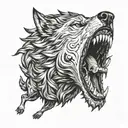 man and wolf screaming tattoo design idea