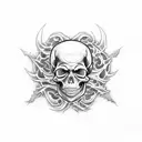 skull and flames tattoo design idea