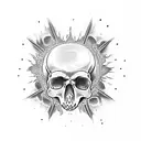 skull and flames tattoo design idea