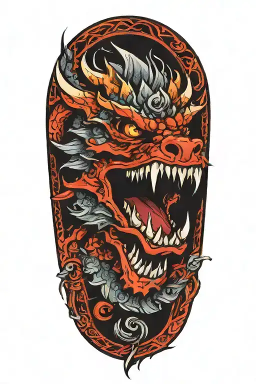 medevil dragon roaring tattoo design idea