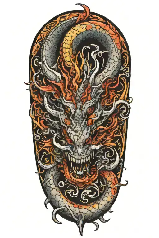 medevil dragon wrapped loosely tattoo design idea