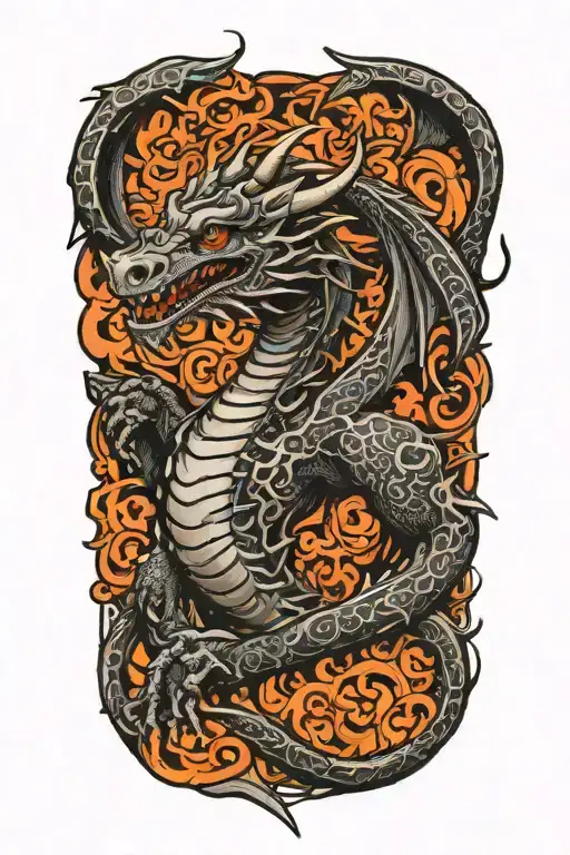 medevil dragon wrapped loosely tattoo design idea