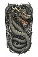 medevil dragon wrapped loosely tattoo design idea
