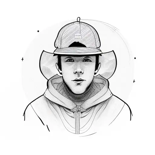 man bassist backwards cap moon tattoo design idea