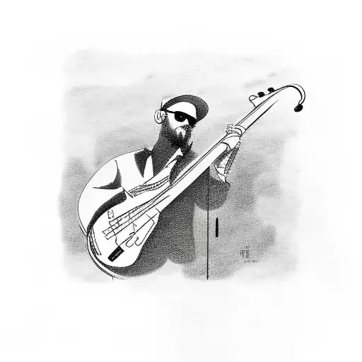 man bass guitar  tattoo design idea