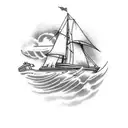 ship in a storm  tattoo design idea