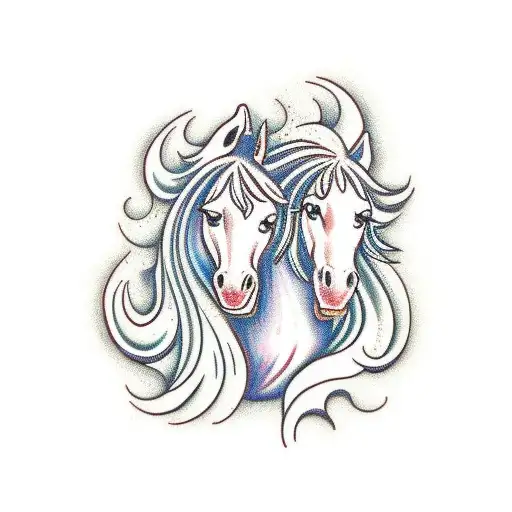 3 horses tattoo design idea