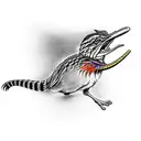 roadrunner that is running, with a rattlesnake in its mouth tattoo design idea