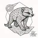 honey badger geometric tattoo design idea