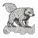 honey badger geometric tattoo design idea