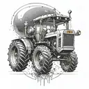 Create a tattoo featuring a futuristic tractor design inspired by scientific advancements tattoo design idea