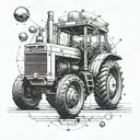Create a tattoo featuring a futuristic tractor design inspired by scientific advancements tattoo design idea
