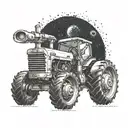 Create a tattoo featuring a futuristic tractor design inspired by scientific advancements tattoo design idea