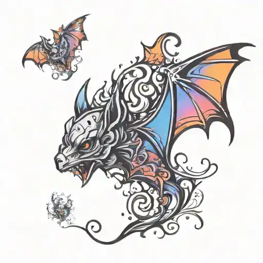 Bat gothic tattoo design idea