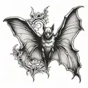 bat with spread wings tattoo design idea