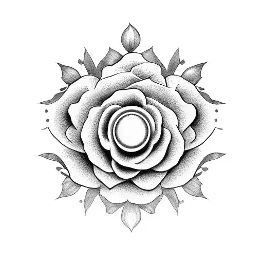 clock with japanese style roses  tattoo design idea