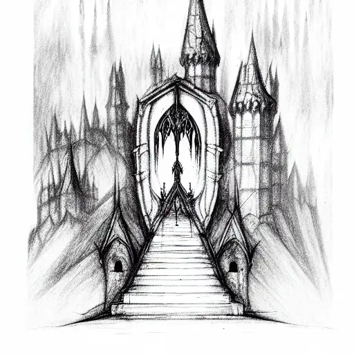 Gothic Castle. Forest. VAmpire tattoo design idea