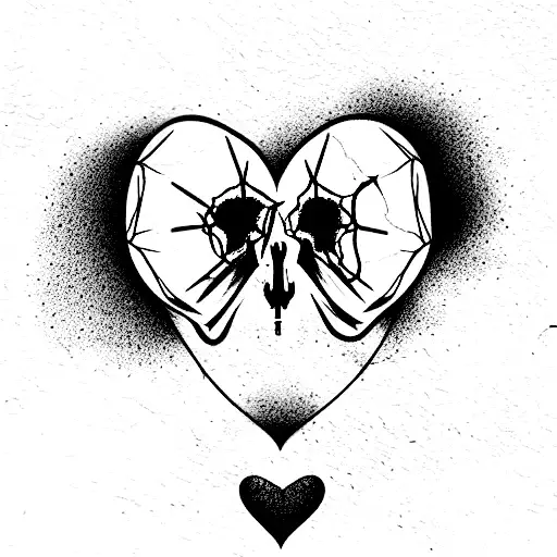 2 skulls fused together and resembles a heart tattoo design idea