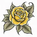 yellow rose with remembrance name  tattoo design idea