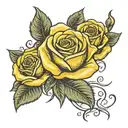 yellow rose with remembrance name  tattoo design idea