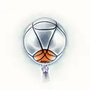 a boy holding his basketball looking at a basketball rim tattoo design idea