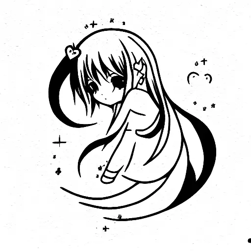 crying anime magical girl tattoo design idea