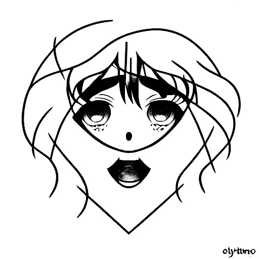 crying anime magical girl with mouth open tattoo design idea