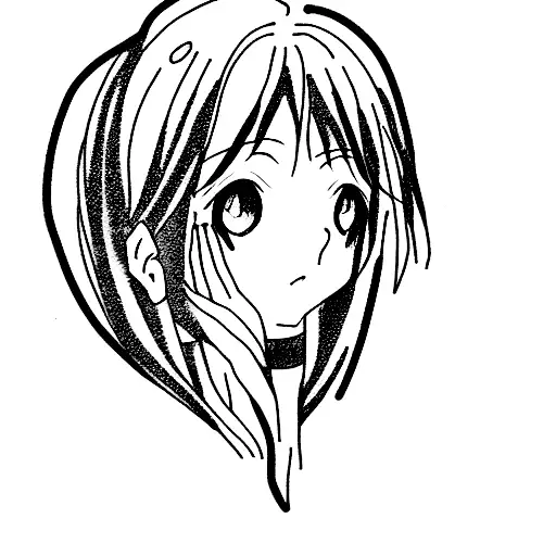 sad anime girl tattoo design idea