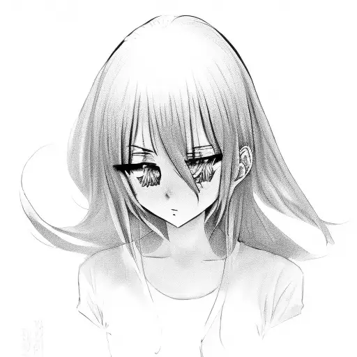 anime girl crying drawing