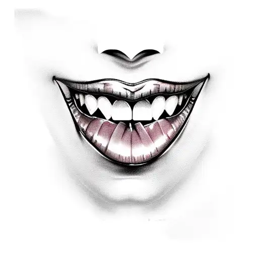 female vampire lips and teeth  tattoo design idea
