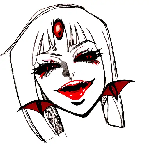 female vampire lips and teeth  tattoo design idea