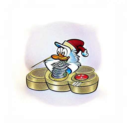 scrooge McDuck with a cane and in gold tattoo design idea
